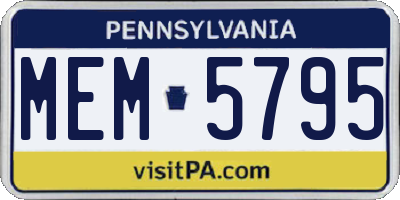 PA license plate MEM5795