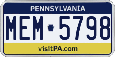 PA license plate MEM5798