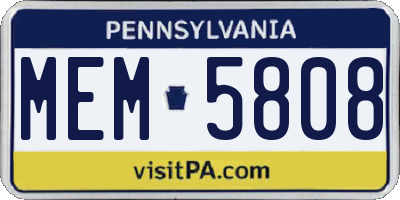 PA license plate MEM5808