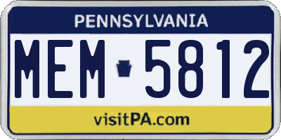 PA license plate MEM5812