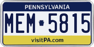 PA license plate MEM5815