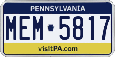 PA license plate MEM5817