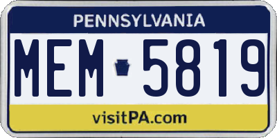 PA license plate MEM5819
