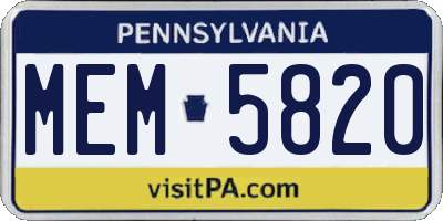 PA license plate MEM5820