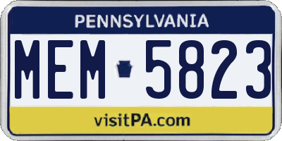 PA license plate MEM5823