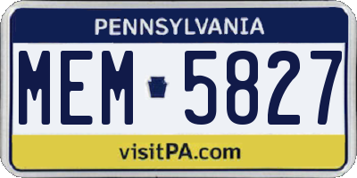 PA license plate MEM5827