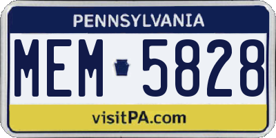 PA license plate MEM5828