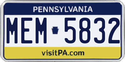 PA license plate MEM5832