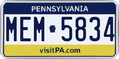 PA license plate MEM5834