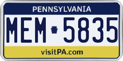 PA license plate MEM5835