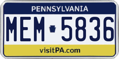 PA license plate MEM5836