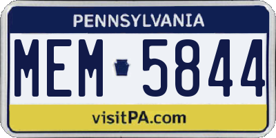 PA license plate MEM5844