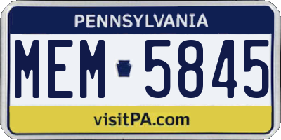 PA license plate MEM5845