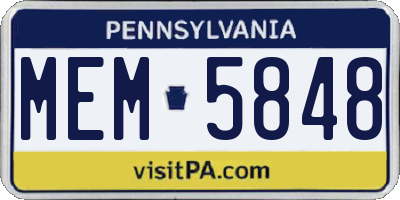 PA license plate MEM5848