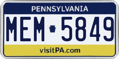 PA license plate MEM5849