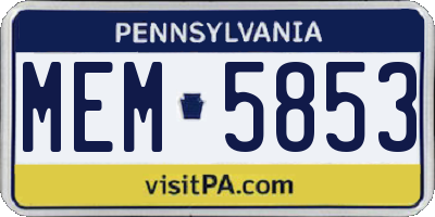 PA license plate MEM5853