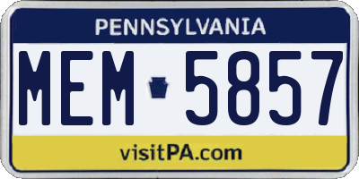 PA license plate MEM5857