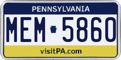PA license plate MEM5860