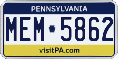 PA license plate MEM5862