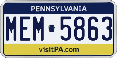 PA license plate MEM5863
