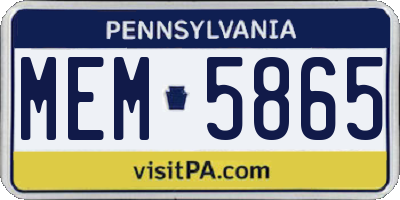 PA license plate MEM5865