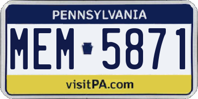PA license plate MEM5871
