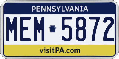 PA license plate MEM5872