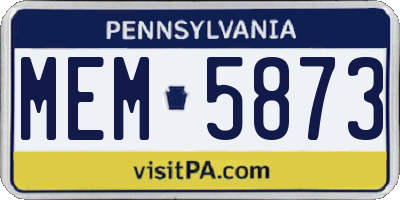 PA license plate MEM5873
