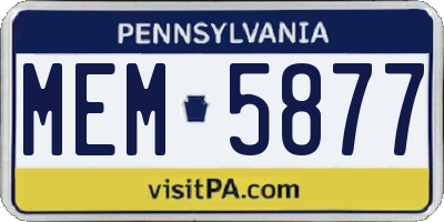 PA license plate MEM5877
