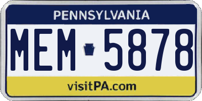 PA license plate MEM5878