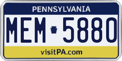 PA license plate MEM5880