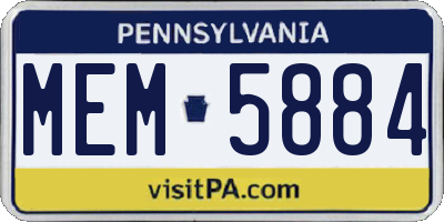 PA license plate MEM5884