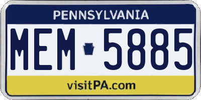 PA license plate MEM5885