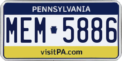 PA license plate MEM5886