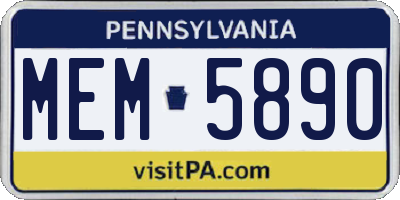 PA license plate MEM5890