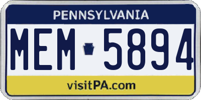 PA license plate MEM5894