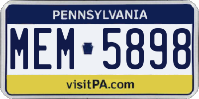 PA license plate MEM5898