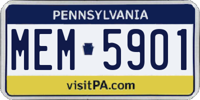 PA license plate MEM5901