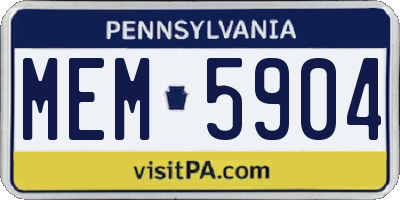 PA license plate MEM5904