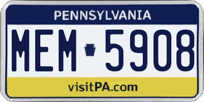PA license plate MEM5908