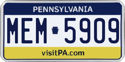 PA license plate MEM5909