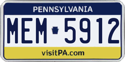 PA license plate MEM5912