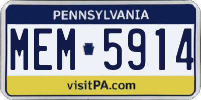 PA license plate MEM5914