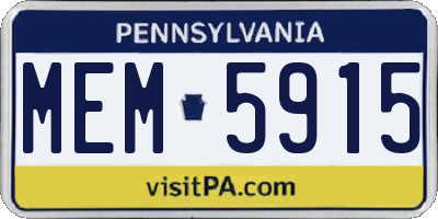 PA license plate MEM5915