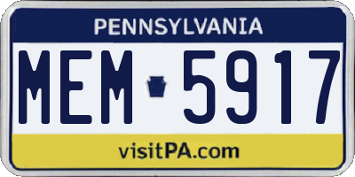 PA license plate MEM5917