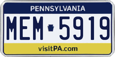 PA license plate MEM5919