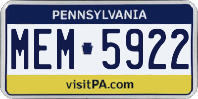 PA license plate MEM5922