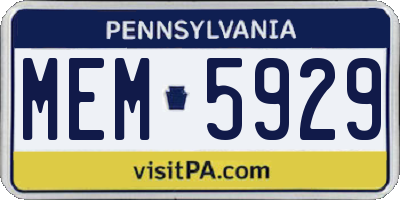 PA license plate MEM5929