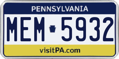 PA license plate MEM5932