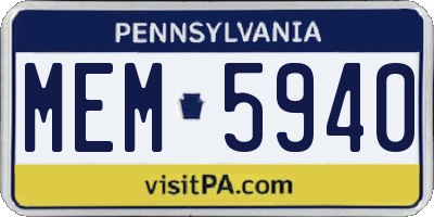 PA license plate MEM5940
